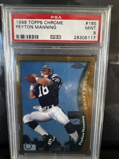 Peyton Manning Topps Chrome 1998 Draft Picks #165 RC Indianapolis Colts PSA 9 picture