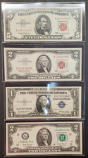 U.S. Bills starter lot $5.00 red seal, $2.00 red seal, silver cert., unc. $2.00 picture
