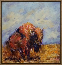 Original Buffalo Prairie 12x12 Acrylic  Painting Handsigned  Home Wall Art  picture