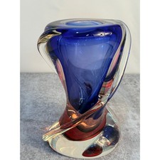 Massimiliano Schiavon Signed Murano Glass Ruby Red Blue Sommerso Vase picture