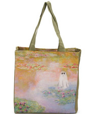 Halloween Monet Canvas Tote Bag Water Lilies and ghosts  printed design  20 x 16 picture