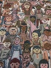 Vintage Tapestry Fabric~Children Of The World Thick Heavy 55