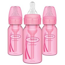 Dr Brown's Options Pink Baby Bottles 4 Ounce Pack of 3 BPA Free Colic Prevention picture