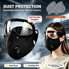 NEW Reusable 5‑Layer Carbon Dust Mask Adjustable Goggles Washable Reusable Black picture
