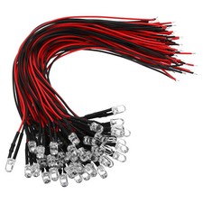 50 x LED Light Emitting Diodes 3V - 6V 5mm Pre Wired Mini LED Lamp Bulb White picture