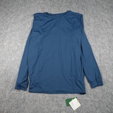 Halara Top Women Large Blue NWT Round Neck Long Sleeve Ruched Yoga Sports UPF50 picture
