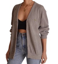 NWT Vintage JW Robinsons Lacoste Izod Knit Cardigan Sweater Size Medium Gray New picture