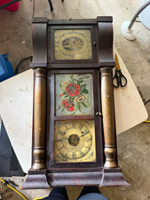 Seth Thomas Antique Mantel Clock Wood Mechanical Pendulum Roman Floral Glass picture