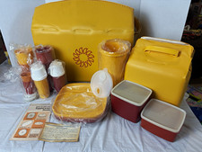 NOS Vintage 1980s Tupperware Harvest Sunburst Picnic Pack Set Coolers BRAND NEW  picture