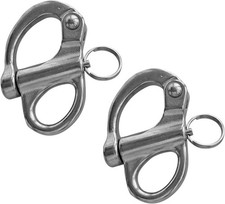 2Pcs 2inch 316 Stainless Steel Quick Release Snap Shackle Fixed Bail picture