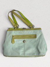 COACH Laura Leather Carryall Satchel F14866 Kisslock Seafoam Green Lime Handbag picture