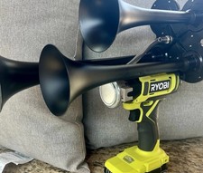 Ryobi 18V Drill QUAD Train Horn With Black Trumpets WATCH/LISTEN Made in the USA picture