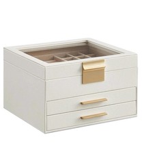 SONGMICS Jewelry Box 3-Layer Organizer 2 Drawers WHITE/GOLD New in Box picture