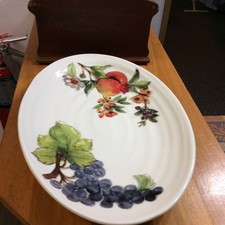 CERAMICA CUORE PLATTER OVAL WHITE WITH FRUIT PATTERN ITALY picture