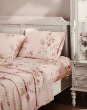 NEW THE FARMHOUSE RACHEL ASHWELL QUEEN PINK FLORAL PLUSH SHEET SET picture