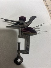 Antique Victorian Bird sewing pin cusion with clamp pin with detail on brass picture