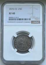 1876-CC Seated Liberty Quarter - NGC XF40 picture