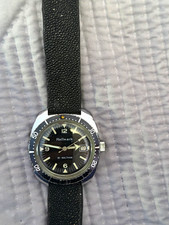 Waltham Hallmark Vintage 60s Automatic 36-39mm Black Dial Date Leather picture