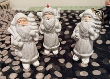 Ceramic Santa Ornaments - Vintage Midwest White - Old World - 3 picture