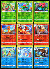 2022 Pokémon GO Reverse Holo Kanto Starters Evolution Set - Lot of 9 Cards NM-LP picture