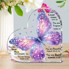 Personalized Butterfly Heart Acrylic Memorial Plaque Inspirational Keepsake Gift picture