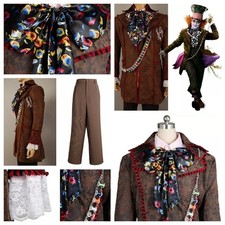 Wonderland Johnny Depp Mad Hatter Cosplay Costume Halloween Jacket Full Set+Wig picture