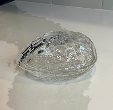  Vintage 24% Lead Crystal Egg Trinket Box Yugoslavia Starburst Diamond Cut picture