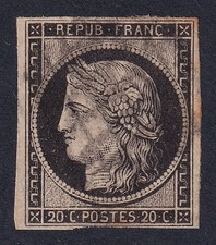 FRANCE 1849 Ceres 20c Black/Yellowish SG 6 Used (CV £65) picture