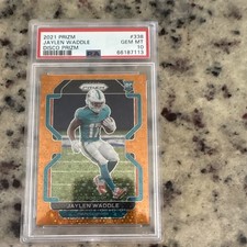 Panini 2021 Prizm Jaylen Waddle Rookie Disco Prizm #338 PSA 10 Dolphins picture