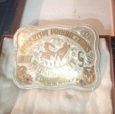 VINTAGE 1997 WESTERN TROPHY BELT BUCKLE HIGH POINT CHAMPION STEER COWBOY RODEO  picture