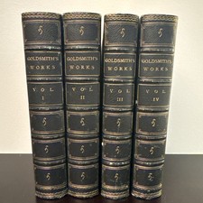 1875 OLIVER GOLDSMITH Misc Works 4-Vol Set James Prior Leather Gilt Fine Books picture