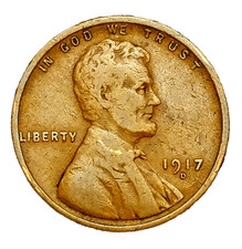 1917 D Lincoln Wheat Cent Good - Very Good (G-VG) Copper Average Circulated 1c picture