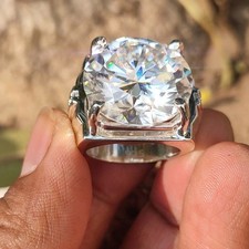 HUGE 18 Ct Certified Round White Diamond Solitaire Ring 925 Silver picture