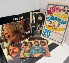 Vintage Beatles Memorabilia Lot Yellow Submarine Pop-Out Fan Club Poster picture