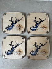 Custom Lake Lanier 4” Wood 3d Coasters Laser Engraving Pack 4 New Lolly & Pops picture