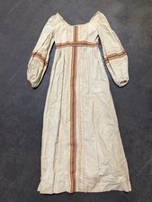 Vintage 60s 70s Boho Prairie Peasant Dress Hand Stitched Colorful XS picture