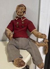 Unusual Antique Handmade, Straw Stuffed Hand Painted, Folk Art Monkey Early 1900 picture