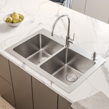 Ruvati 33 x 22 inch Topmount 16 G Double Bowl Kitchen Sink - RVM5150 picture
