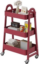 3-Tier Small Rolling Metal Storage Organizer Mobile Utility Cart Kitchen Cart picture