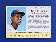 1963 Post Cereal - Billy Williams HOF #172 Chicago Cubs SHORT PRINT  CREASE FREE picture