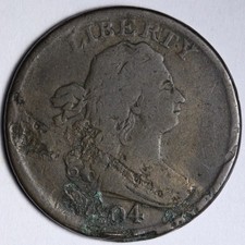 1804 Draped Bust Half Cent FINE CR STEMS E100 KJSEM picture