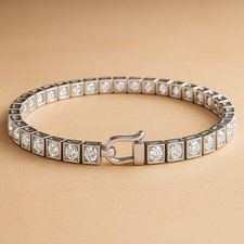 Certified 7 Ct Treated Natural Diamond Bracelet – 14K White Gold picture