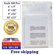 400 Clear Combo Suffocation Warning Poly Bags 6x9 8x10 9x12 10x13-ST ShipMailers picture