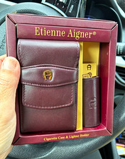 Etienne Aigner Brown Leatherette Cigarette Case & Lighter Holder Gift Box picture