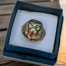 Vintage Hong Kong Adjustable Metallic Gold Tone Monkey Ring picture