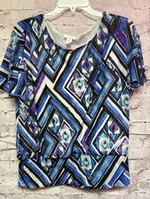 Chico’s Women’s Blouse Short Sleeve Size 2 Blue/Purple  picture