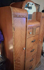Vintage Art Deco Chiffarobe Chevron Pattern In Great Condition Rare Find picture