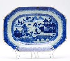 Chinese Porcelain Platter Blue White Literati Landscape Qing Dynasty 18/19th C picture