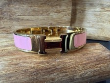 Authentic Hermès Clic Clac H Bracelet Pink Enamel & Gold Hardware PM picture