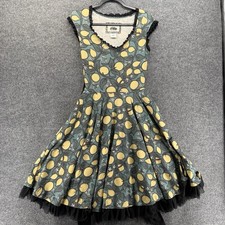 Effies Heart Dress Womens S Lemon Print A-Line Flowy Midi Retro Pinup Rockabilly picture